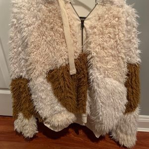 Free people fuzzy hooded half zip sweater